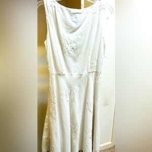 NWT: Linen sleeveless A-Line dress with intricate beading
